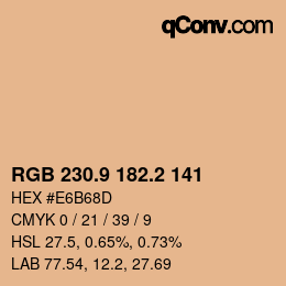 カラーコード: RGB 230.9 182.2 141 | qconv.com