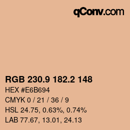 カラーコード: RGB 230.9 182.2 148 | qconv.com