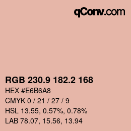カラーコード: RGB 230.9 182.2 168 | qconv.com