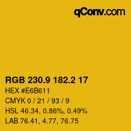 カラーコード: RGB 230.9 182.2 17 | qconv.com