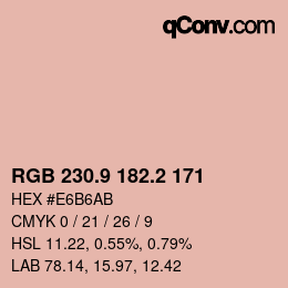 カラーコード: RGB 230.9 182.2 171 | qconv.com