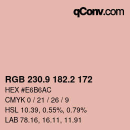 カラーコード: RGB 230.9 182.2 172 | qconv.com