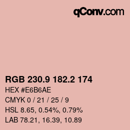 カラーコード: RGB 230.9 182.2 174 | qconv.com
