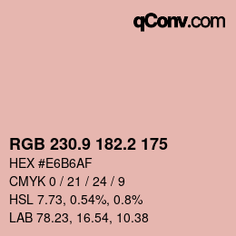 カラーコード: RGB 230.9 182.2 175 | qconv.com