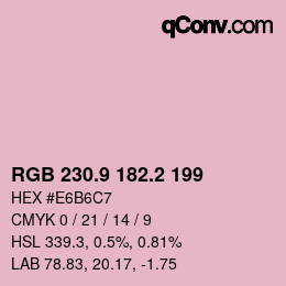 カラーコード: RGB 230.9 182.2 199 | qconv.com