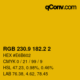 カラーコード: RGB 230.9 182.2 2 | qconv.com