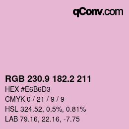 Color code: RGB 230.9 182.2 211 | qconv.com