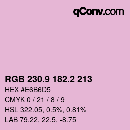 カラーコード: RGB 230.9 182.2 213 | qconv.com
