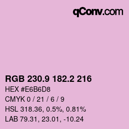 Color code: RGB 230.9 182.2 216 | qconv.com