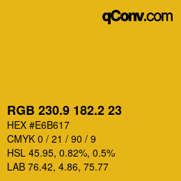 カラーコード: RGB 230.9 182.2 23 | qconv.com