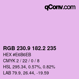 Color code: RGB 230.9 182.2 235 | qconv.com