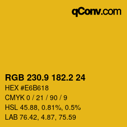 カラーコード: RGB 230.9 182.2 24 | qconv.com