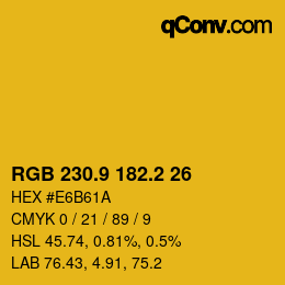 カラーコード: RGB 230.9 182.2 26 | qconv.com