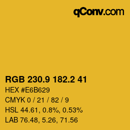 カラーコード: RGB 230.9 182.2 41 | qconv.com