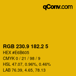 カラーコード: RGB 230.9 182.2 5 | qconv.com
