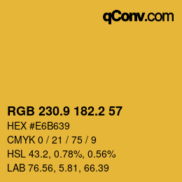 カラーコード: RGB 230.9 182.2 57 | qconv.com
