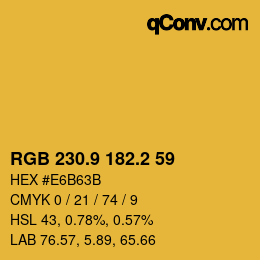 カラーコード: RGB 230.9 182.2 59 | qconv.com
