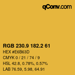 カラーコード: RGB 230.9 182.2 61 | qconv.com