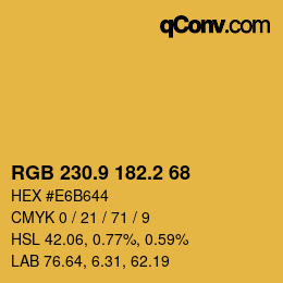 カラーコード: RGB 230.9 182.2 68 | qconv.com