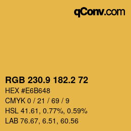 カラーコード: RGB 230.9 182.2 72 | qconv.com