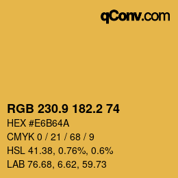 カラーコード: RGB 230.9 182.2 74 | qconv.com