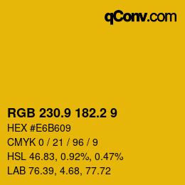 カラーコード: RGB 230.9 182.2 9 | qconv.com