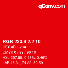 カラーコード: RGB 230.9 2.2 10 | qconv.com