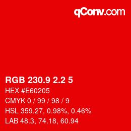 カラーコード: RGB 230.9 2.2 5 | qconv.com