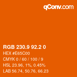 Color code: RGB 230.9 92.2 0 | qconv.com