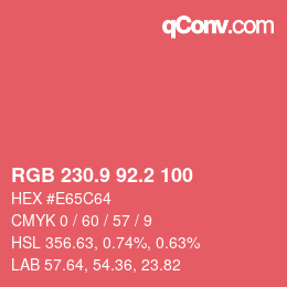 カラーコード: RGB 230.9 92.2 100 | qconv.com