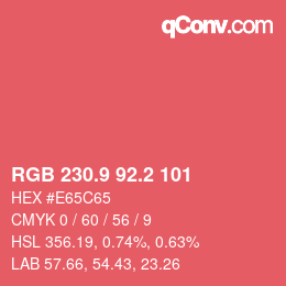 カラーコード: RGB 230.9 92.2 101 | qconv.com
