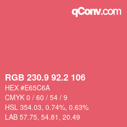 カラーコード: RGB 230.9 92.2 106 | qconv.com