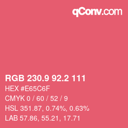 カラーコード: RGB 230.9 92.2 111 | qconv.com