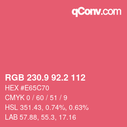 カラーコード: RGB 230.9 92.2 112 | qconv.com