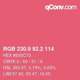 カラーコード: RGB 230.9 92.2 114 | qconv.com