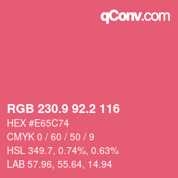 カラーコード: RGB 230.9 92.2 116 | qconv.com