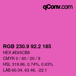 カラーコード: RGB 230.9 92.2 185 | qconv.com