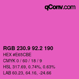 カラーコード: RGB 230.9 92.2 190 | qconv.com