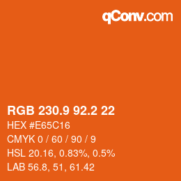 カラーコード: RGB 230.9 92.2 22 | qconv.com