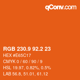 カラーコード: RGB 230.9 92.2 23 | qconv.com