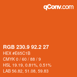 カラーコード: RGB 230.9 92.2 27 | qconv.com