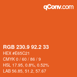 カラーコード: RGB 230.9 92.2 33 | qconv.com