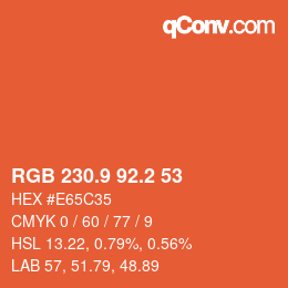 カラーコード: RGB 230.9 92.2 53 | qconv.com