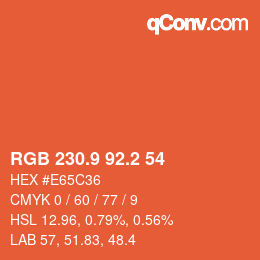 カラーコード: RGB 230.9 92.2 54 | qconv.com