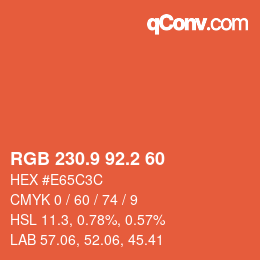 Color code: RGB 230.9 92.2 60 | qconv.com