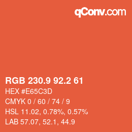 Color code: RGB 230.9 92.2 61 | qconv.com