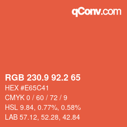 Color code: RGB 230.9 92.2 65 | qconv.com