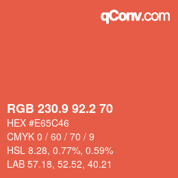 カラーコード: RGB 230.9 92.2 70 | qconv.com