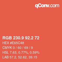 カラーコード: RGB 230.9 92.2 72 | qconv.com