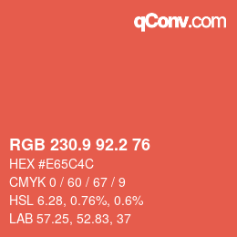 Color code: RGB 230.9 92.2 76 | qconv.com